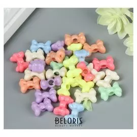 Набор бусин для творчества пластик "Бант. пастельные тона" набор 30 шт 15 гр 1,4х1 см