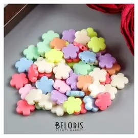 Набор бусин для творчества пластик "Цветочки - неоновые тона" набор 60 шт 1,5х1,5х0,4 см