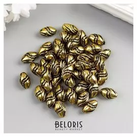 Набор бусин для творчества пластик "Камешек с рисунком" золото 20гр 1,3х0,8х0,8 см