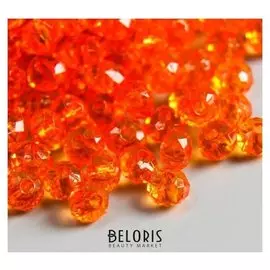 Набор бусин для творчества пластик "Кристалл с гранями оранжевый" 20 гр 0,4х0,6х0,6 см