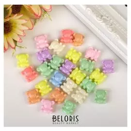 Набор бусин для творчества пластик "Медвежонок. пастельные тона" н-р 26 шт 15 гр 1,3х1,3 см 443801