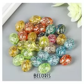 Набор бусин для творчества пластик овал "Восточный орнамент" разноцветные 20 гр 1,3х0,8 см