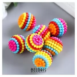 Набор бусин для творчества пластик "Ребристые полосатые" набор 15 гр D=2 см