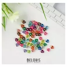 Набор бусин для творчества пластик "Сердечки со стразиками" 20 гр 0,7х0,7 см