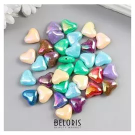 Набор бусин для творчества пластик "Сердечко" перламутр 20гр 1,5х1,2х0,5 см