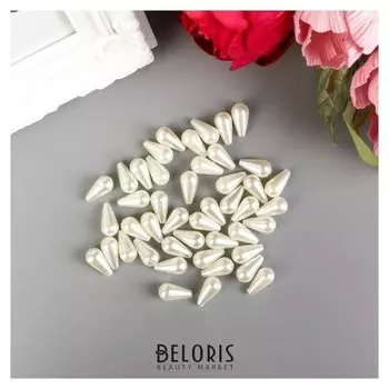 Набор бусин для творчества пластик "Вытянутый жемчуг" 20 гр 1,8х0,9 см