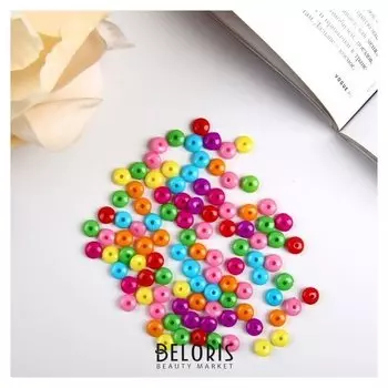 Набор бусин для творчества пластик "Яркие кружочки" набор 100 шт 0,4х0,8х0,8 см