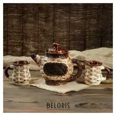 Набор чайный "Лоза", 3 предмета: чайник 1 л, чашки 0.3 л