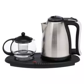 Набор чайный Luazon Lsk-1808, 1500 Вт, 1.8 л, металл, заварник стекло 0.75 л, серебристый