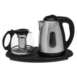 Набор чайный Luazon Lsk-1809, 1500 Вт, 1.8 л, металл, заварочный чайник 1.1 л, серебристый