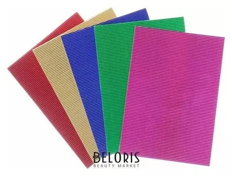 Набор цветной гофрированной бумаги, А4, "Металлик", 5 шт, 250 г/м2, 21х29,7 см