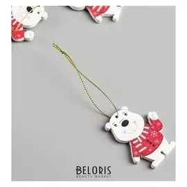 Набор декора для творчества дерево "Белый мишка в свитере" набор 4 шт 5,9х4,5 см