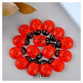 Набор декора для творчества дерево "Божьи коровки" (набор 15 шт) 1,3х2,5 см