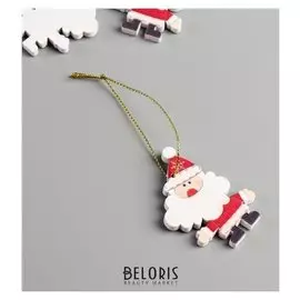 Набор декора для творчества дерево "Дедушка мороз" набор 4 шт 5,7х4,2х0,5 см