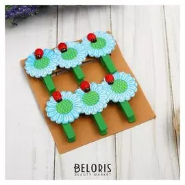 Набор декоративных прищепок «Божья коровка на цветке» набор 6 шт.