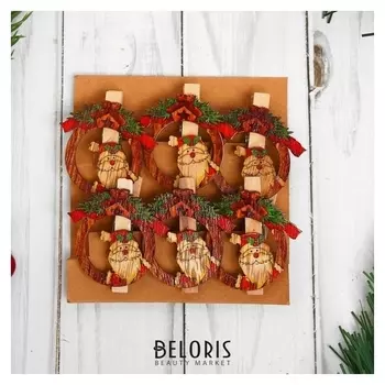 Набор декоративных прищепок "Новогодний сюрприз" набор 6 шт.