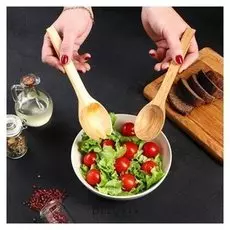 Набор деревянных ложек для салата, 22х5 см, массив черешни