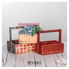 Набор деревянных ящиков 3 в 1 с ручкой «With Love» с печатью, 30 х 25 х 20 см