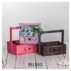 Набор деревянных ящиков 3 в 1 с ручкой «Love» с лазерной резкой, 30 х 25 х 20 см