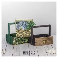 Набор деревянных ящиков 3 в 1 с ручкой «Камуфляж» с печатью, 30 х 25 х 20 см