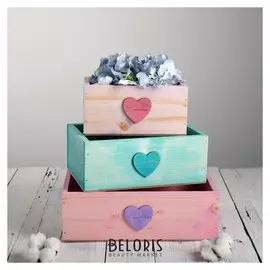 Набор деревянных ящиков 3 в 1 «Я тебя люблю» с плашкой, 30 × 25 × 20 см