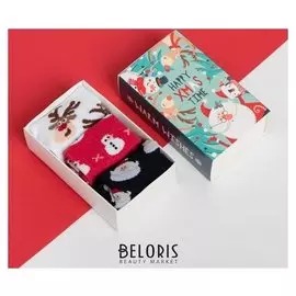 Набор детских носков Kaftan "Xmas" 3 пары, р-р 14-16.