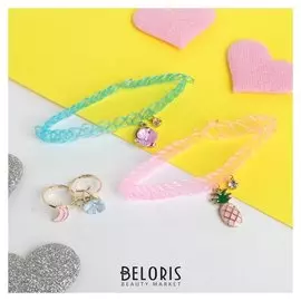 Набор детский 4 предмета: 2 чокера, 2 кольца, ананас