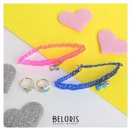 Набор детский 4 предмета: 2 чокера, 2 кольца, бабочка