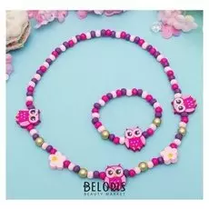 Набор детский "Выбражулька" 2 предмета: бусы, браслет, совы, цветной