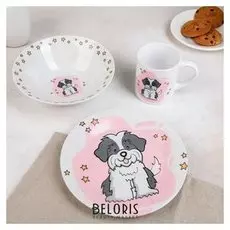 Набор детской посуды «Барбос», 3 предмета: миска 520 мл, тарелка 19 см, кружка 220 мл