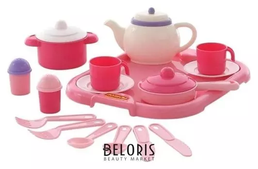 Набор детской посуды «Настенька», с подносом на 2 персоны, 19 элементов