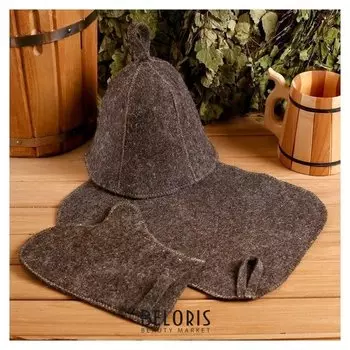 Набор для бани и сауны тёмный, 3 предмета