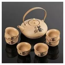 Набор для чайной церемонии "Иероглиф чай", 7 предметов: чайник 16,5х14,5х6 см, 6 чашек 7х4,5 см