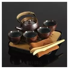 Набор для чайной церемонии "Тянива", 8 предметов: чайник, 4 чашки, щипцы, салфеточка, подставка