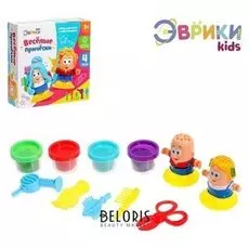 Набор для игры с пластилином «Весёлые причёски», 4 баночки пластилина