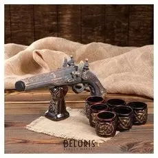 Набор для коньяка "Пистоль", 7 предметов: штоф 0.35 л, рюмки 0.08 л