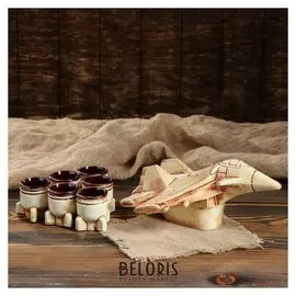 Набор для коньяка "Самолет", 7 предметов в наборе, 0,85 л/0.05 мл