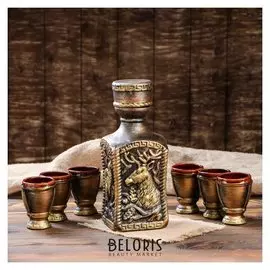 Набор для коньяка "Звери", 7 предметов в наборе, 2,3 л/0.05 мл