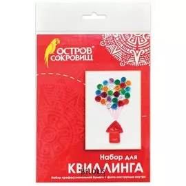Набор для квиллинга детский, 10 цветов, 38 полос, с эскизом Домик с шариками