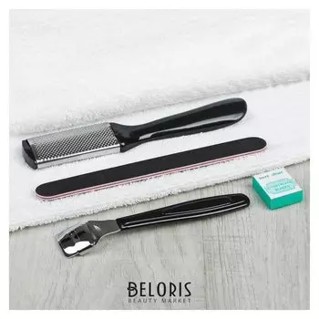 Набор для педикюра, 4 предмета, цвет чёрный