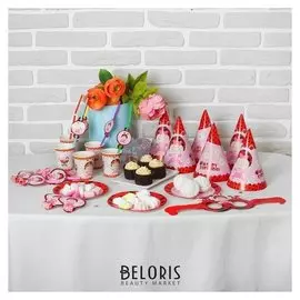 Набор для праздника «Малышка», 6 стаканов, 6 трубочек, 6 язычков, 6 тарелок, 6 колпаков, 6 очков