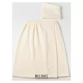 Набор для сауны «Экономь и Я» парео 68х150 см+чалма, цвет молочный, 340 г/м2