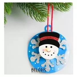 Набор для создания новогодней подвески со светом «Снеговик на шаре»