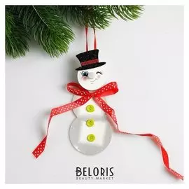Набор для создания новогодней подвески со светом «Снеговик с бантиком»
