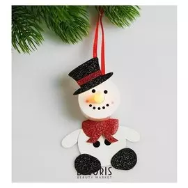 Набор для создания новогодней подвески со светом «Снеговик в шляпе»