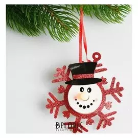 Набор для создания новогодней подвески со светом «Снеговик в снежинке»