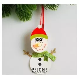 Набор для создания новогодней подвески со светом «Снеговик в шарфике»