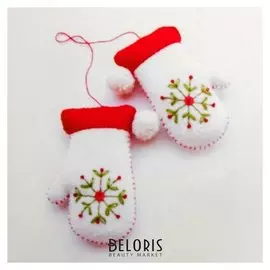 Набор для создания подвесной ёлочной игрушки из фетра «Пара варежек»