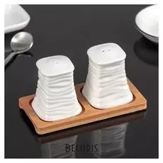 Набор для специй «Близнецы», 2 шт: солонка и перечница, на подставке