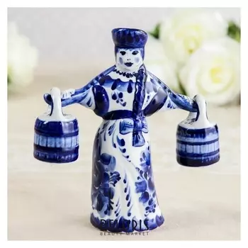 Набор для специй «Дама с коромыслом», 5×13×20 см, гжель